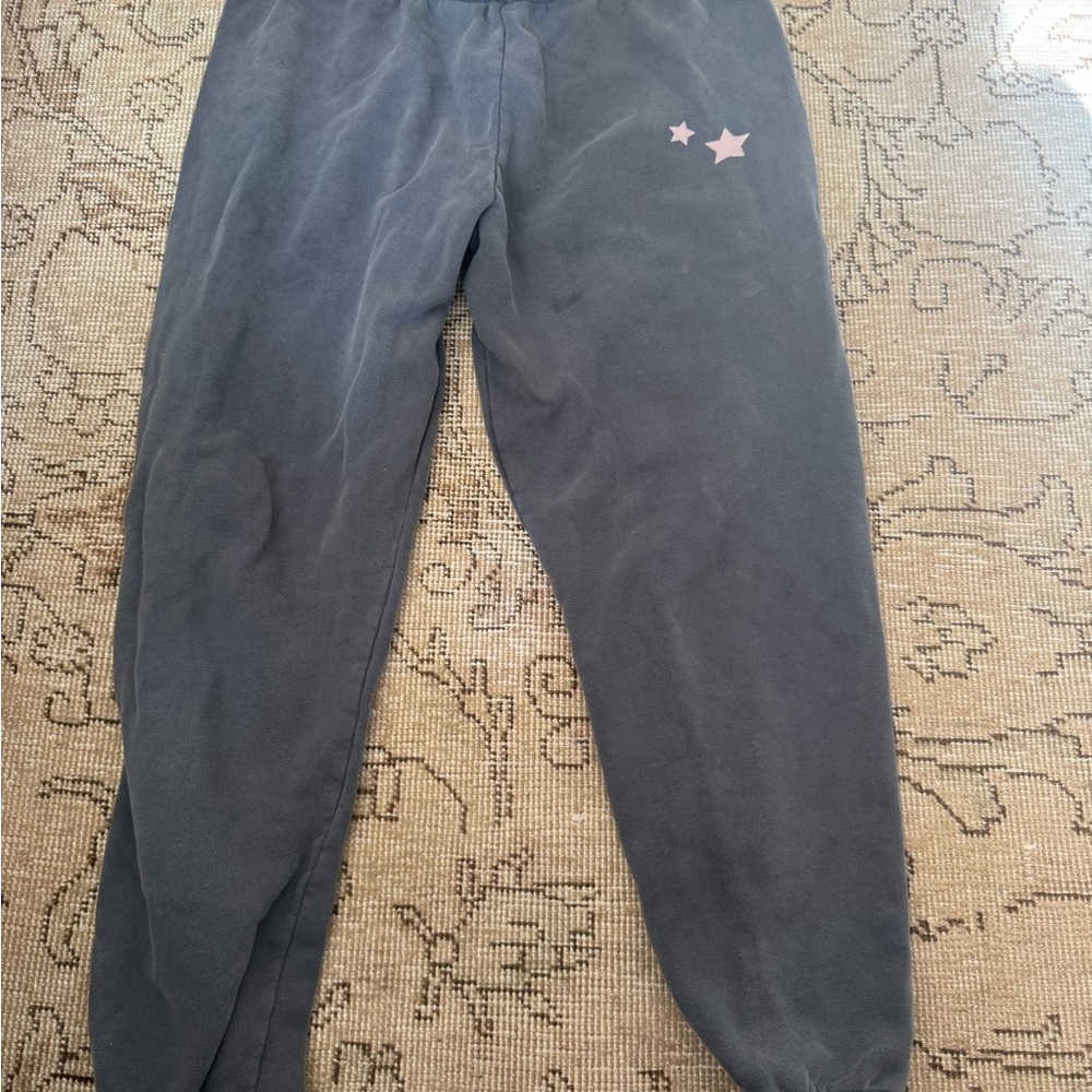 Spiritual Gangster Gray Joggers with Pink Stars